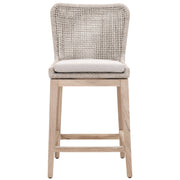 Benzara BM217378 Wingback Counter Stool with Rope Woven Mesh Design, Beige and Gray