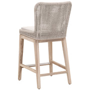 Benzara BM217378 Wingback Counter Stool with Rope Woven Mesh Design, Beige and Gray