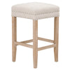 Benzara BM217383 Wooden Backless Counter Stool with Nailhead Trim, Gray and Brown