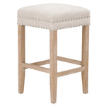Benzara BM217383 Wooden Backless Counter Stool with Nailhead Trim, Gray and Brown