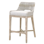 Benzara BM217398 Interwoven Rope Barstool with Flared Legs and Cross Support, Gray