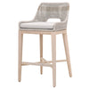 Benzara BM217401 Interwoven Rope Barstool with Stretcher and Cross Support, Light Gray