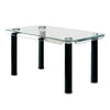 Benzara BM217457 Transitional Glass Top Dining Table with Metal Tubular Legs,Black and Clear