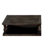 Benzara BM217500 Transitional Style Wooden Coffee Table with Open Bottom Shelf, Dark Brown
