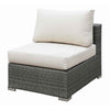 Benzara BM217525 Woven Wicker and Fabric Upholstered Armless Chair, Gray and Off White