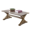 Benzara BM217619 Contemporary Marble Top Coffee Table with Trestle Base, Natural Brown