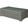 Benzara BM217711 Woven Wicker Rectangular Coffee Table with Tempered Glass Tabletop, Gray