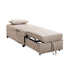 Benzara BM217781 Fabric Upholstered Wooden Futon with Lumbar Pillow, Beige