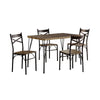 Benzara BM217784 Wood and Metal 5 Piece Dining Set, Brown and Bronze