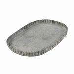 Benzara BM217835 Metal Frame Oval Tray with Crimped Edges, Medium, Gray