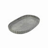 Benzara BM217837 Metal Frame Oval Tray with Crimped Edges, Small, Gray
