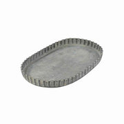 Benzara BM217837 Metal Frame Oval Tray with Crimped Edges, Small, Gray