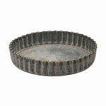 Benzara BM217839 Round Metal Tray with Crimped Edges, Small, Gray