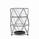 Benzara BM217847 Glass Hurricane Candle Holder with Metal Wire Frame, Black