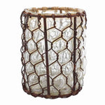 Benzara BM217850 Glass Vase with Twisted Wire Frame, Small, Rustic Brown