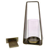 Benzara BM217869 Metal Wall Sconce with Glass Hurricane and Hook, Brass