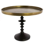 Benzara BM217875 Metal Frame Pedestal with Turned Base, Large, Black and Brass