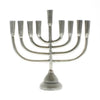 Benzara BM217879  Menorah Style Cast Aluminum Frame Candle Holder, Silver