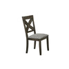 Benzara Wooden Side Chair with Fabric Upholstered Seat, Set of 2, Brown and Gray