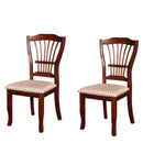 Benzara BM218039 Slatted Back Wooden Dining Chair with Nailhead Trim, Set of 2, Brown