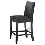 Benzara Flared Back Counter Chair with Padded Seat and Nailhead Trim,Set of 2,Gray