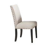 Benzara Flared Back Dining Chair with Padded Seat and Nailhead Trim,Set of 2,Beige