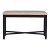 Benzara BM218113 Fabric Counter Bench with Turned Legs and X Shaped Support, Beige and Black