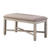 Benzara Fabric Counter Bench with Turned Legs and X Shaped Support, Beige and White