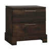 Benzara BM218123 2 Drawer Nightstand with Wood Grain Details and Bar Pull, Dark Brown