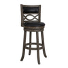 Benzara BM218128 Curved Lattice Back Swivel Barstool with Leatherette Seat, Gray and Black