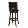 Benzara BM218129 Curved Swivel Barstool with Leatherette Padded Seating, Brown and Black