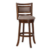 Benzara BM218131 Curved Swivel Barstool with Fabric Padded Seating, Brown and Beige