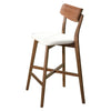 Benzara Mid Century Curved Chair with Tapered Legs, Set of 2, Brown and White