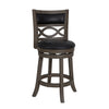 Benzara BM218143 Curved Lattice Back Counter Stool with Leatherette Seat, Gray and Black