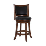 Benzara BM218144 Curved Swivel Counter Stool with Leatherette Padded Seating,Brown and Black