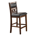 Benzara Leatherette Counter Chair with Curved Lattice Back,Set of 2,Brown and Black