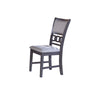 Benzara Fabric Counter Chair with Curved Lattice Back, Set of 2, Antique Gray