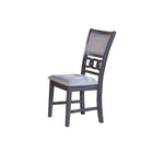 Benzara Fabric Counter Chair with Curved Lattice Back, Set of 2, Antique Gray