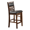 Benzara Leatherette Dining Chair with Curved Lattice Back,Set of 2,Black and  Brown
