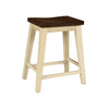 Benzara BM218268 Wooden Counter Height Stool with Saddle Seat, Set of 2, Brown and Beige