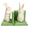 Benzara BM218280 Metal Bunny Bookends, White and Green