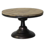 Benzara BM218282 Wood and Metal Pedestal, Brown and Black
