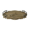Benzara BM218303 Wood and Metal Tray with Handles, Brown