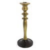 Benzara BM218311 Candle Holder with Turned Post, Medium, Brass and Bronze