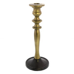 Benzara BM218311 Candle Holder with Turned Post, Medium, Brass and Bronze
