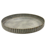Benzara BM218316 Metal Round Tray with Crimped Edges, Large, Gray