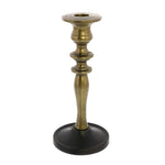 Benzara BM218317 Candle Holder with Turned Post, Small, Brass and Bronze