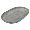 Benzara BM218318 Metal Oval Tray with Raised Crimped Edges, Small, Gray