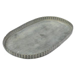 Benzara BM218318 Metal Oval Tray with Raised Crimped Edges, Small, Gray