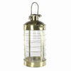 Benzara BM218325 Metal and Glass Lantern with Latched Top, Brass